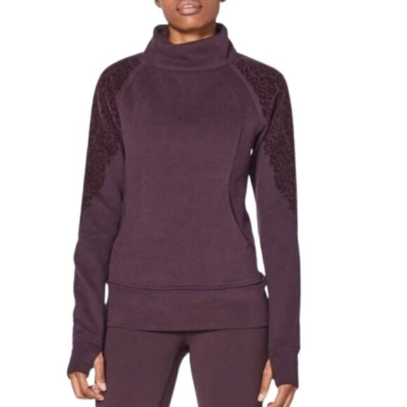 Lululemon Floral Flock Pullover in Black Cherry Women's Size 2 - Picture 1 of 16